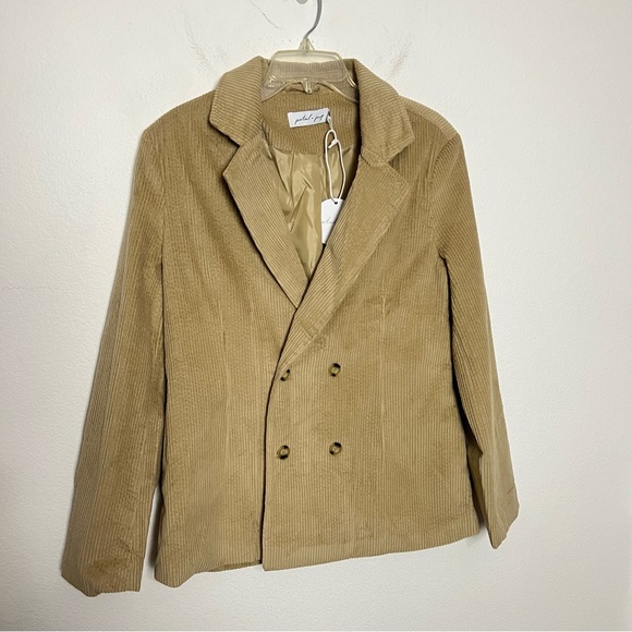 NWT Petal & Pup Tan Corduroy Blazer Jacket Double Breasted - Picture 5 of 12